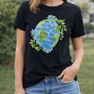 Port and Company Black Tee with Blue and Green Design
